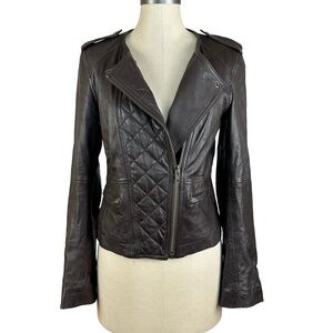 Comptoir Des Cotonniers Dark Brown Leather Jacket